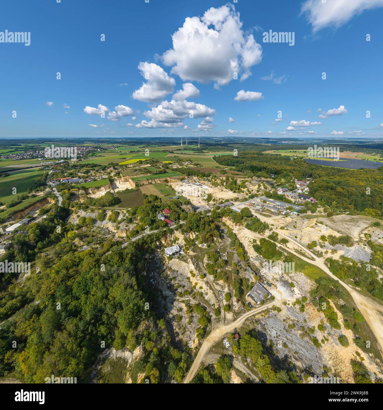 Aerial view of the limestone quarries near Sollnhofen in the Altmühltal