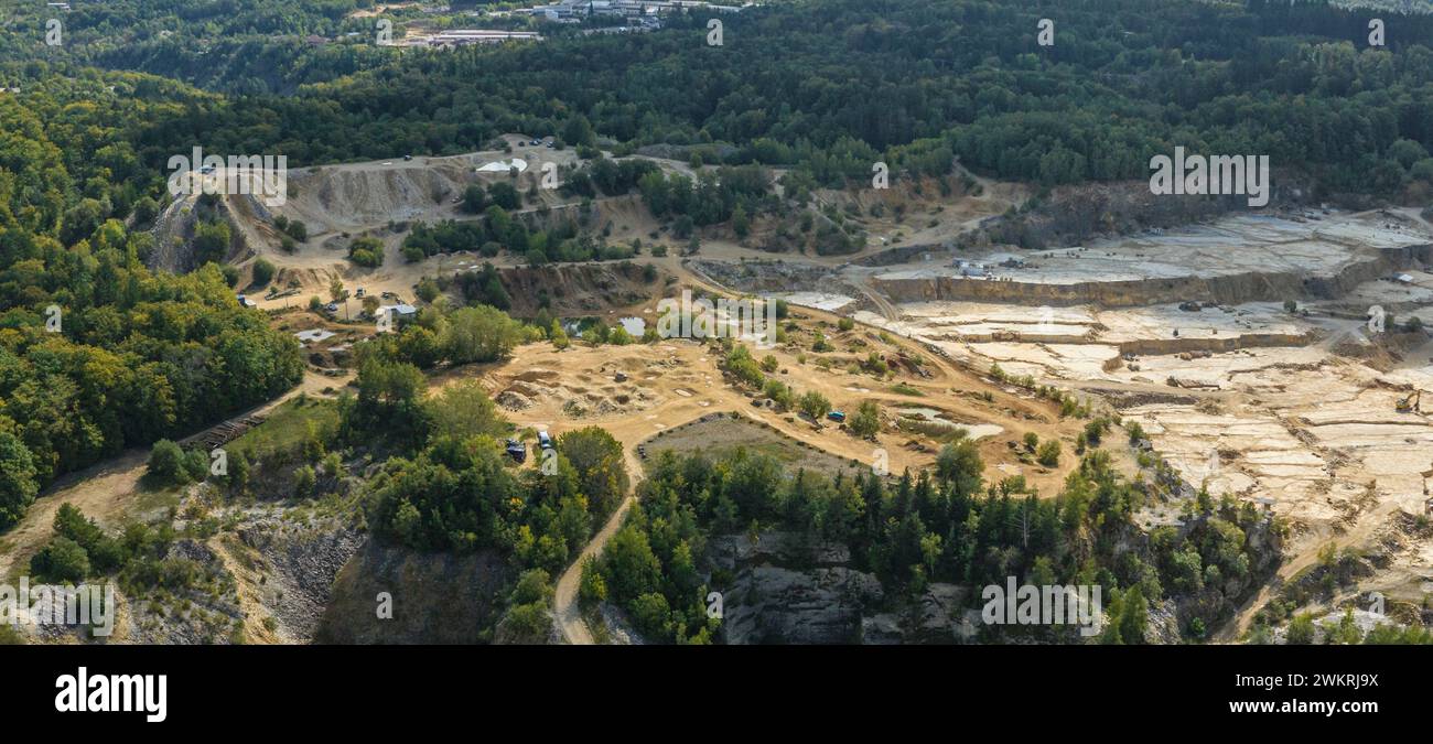 Aerial view of the limestone quarries near Sollnhofen in the Altmühltal