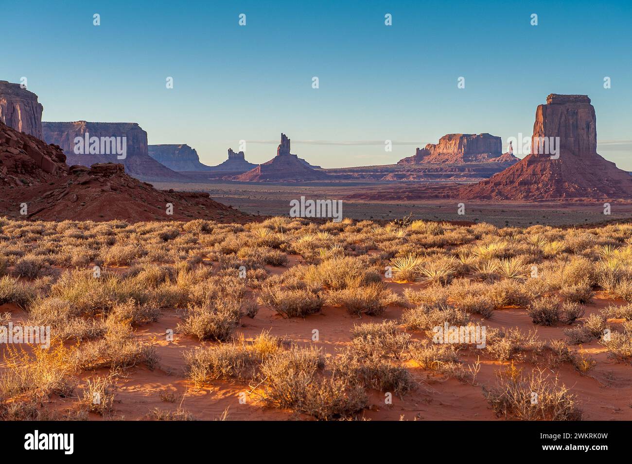 Navajo Code Talker Outpost in Monument Valley, which belongs to the Navajo Nation and is famous for its iconic buttes. Stock Photo