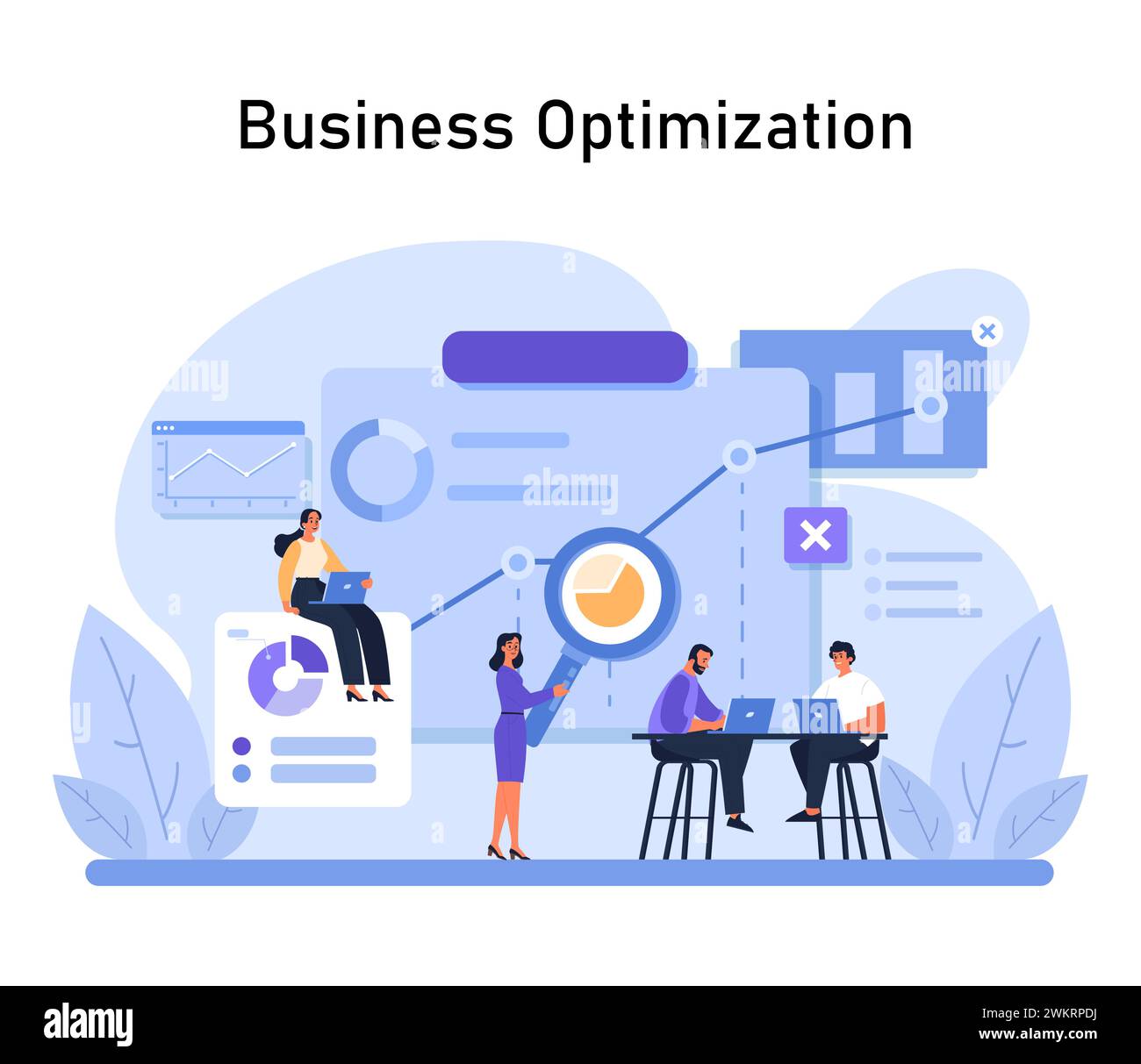 Business Optimization in focus. Teams collaborate on data-driven ...