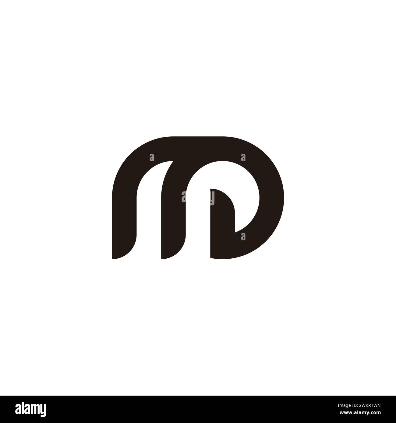 letter md linked curves geometric line logo vector Stock Vector