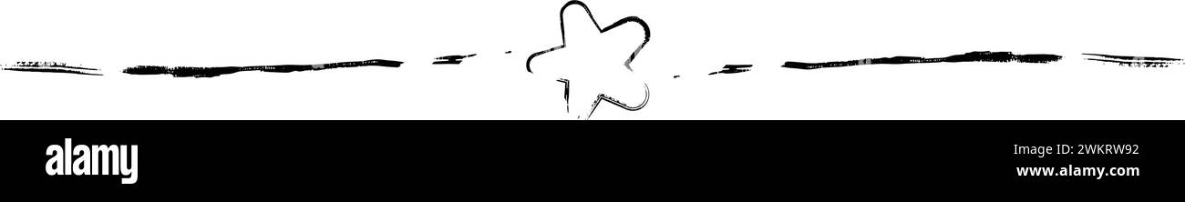 Star frame divider border hand drawn horizontal line vector shape icon ...