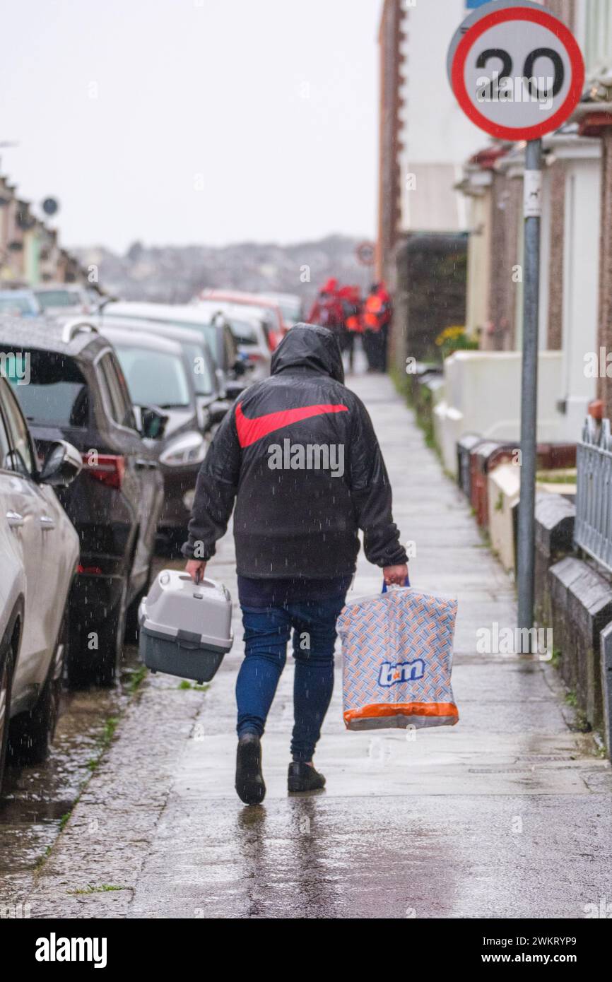 Teresa Cork and her cat being evacuated after a suspected Second World ...