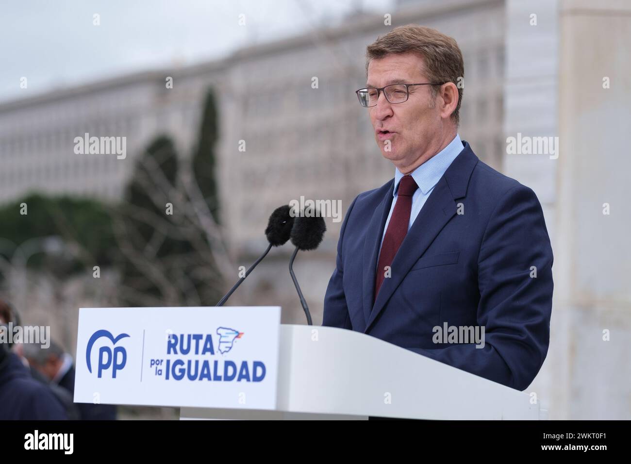 Isabel Diaz Ayuso and Alberto Nunez Feijoo,  during the act of the 'Route for equality among Spaniards', at the Monument to the Constitution of Madrid Stock Photo