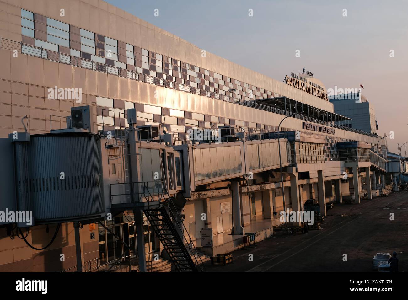 Surabaya, Indonesia, July 27, 2023: Tanjung Perak Port, Surabaya is a sea passenger terminal with a modern, environmentally friendly concept with a bo Stock Photo