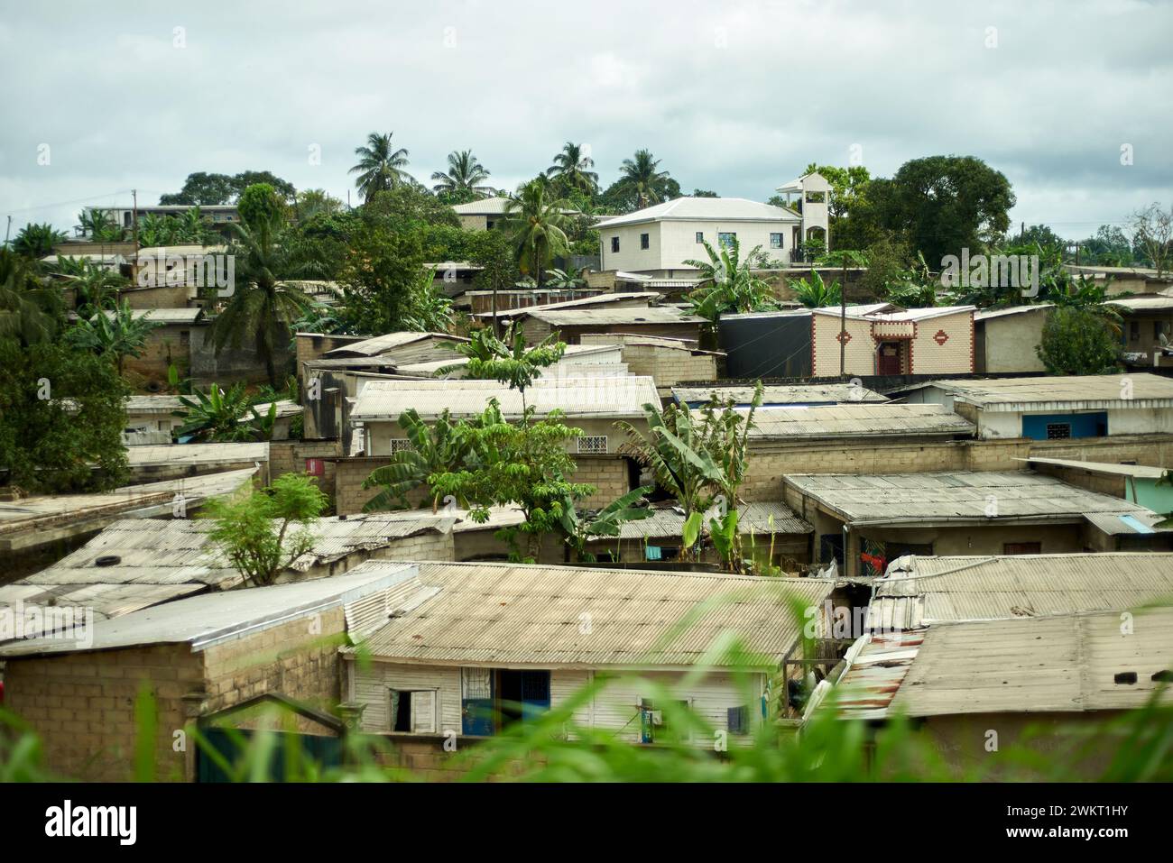 Suburbian houses in Douala, Cameroon Stock Photo