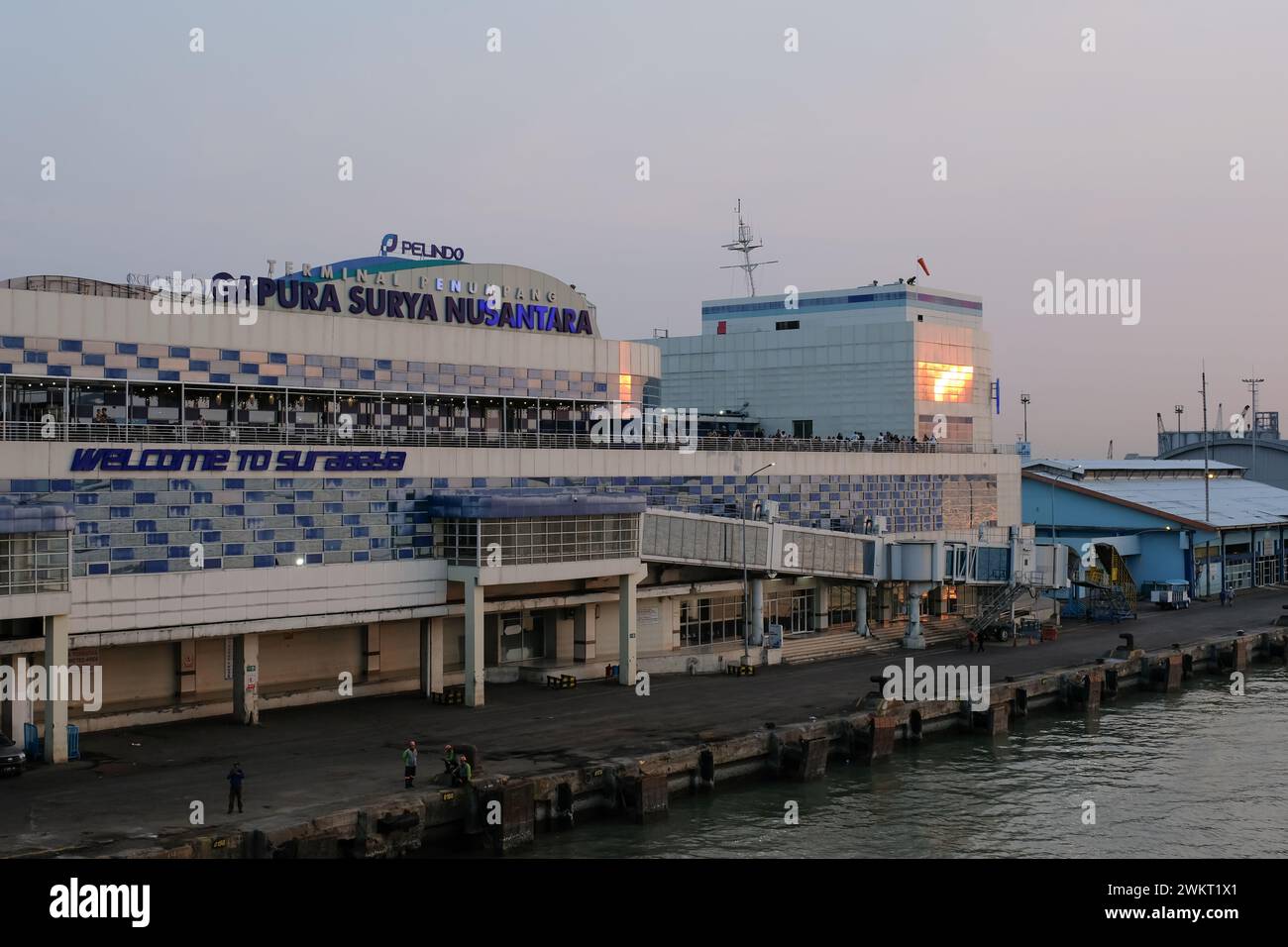 Surabaya, Indonesia, July 27, 2023: Tanjung Perak Port, Surabaya is a sea passenger terminal with a modern, environmentally friendly concept with a bo Stock Photo