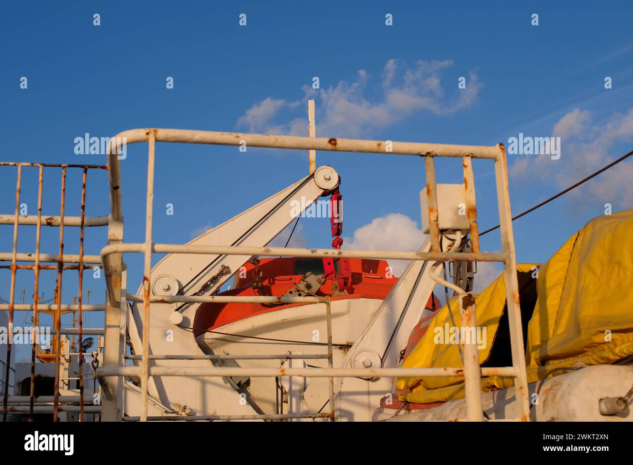 Lifeboat equipment on large ships Stock Photo