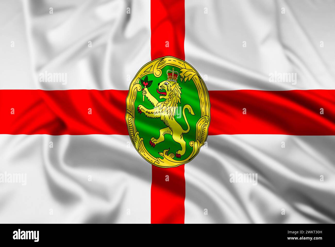 The Flag of The Island of Alderney, part of the UK Crown Dependency of The Bailiwick of Guernsey Stock Photo