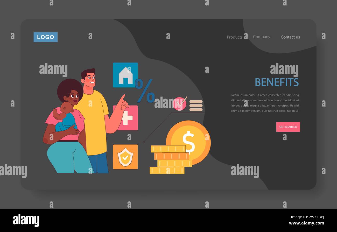 Young family explores financial benefits. Mother holding infant, father ...
