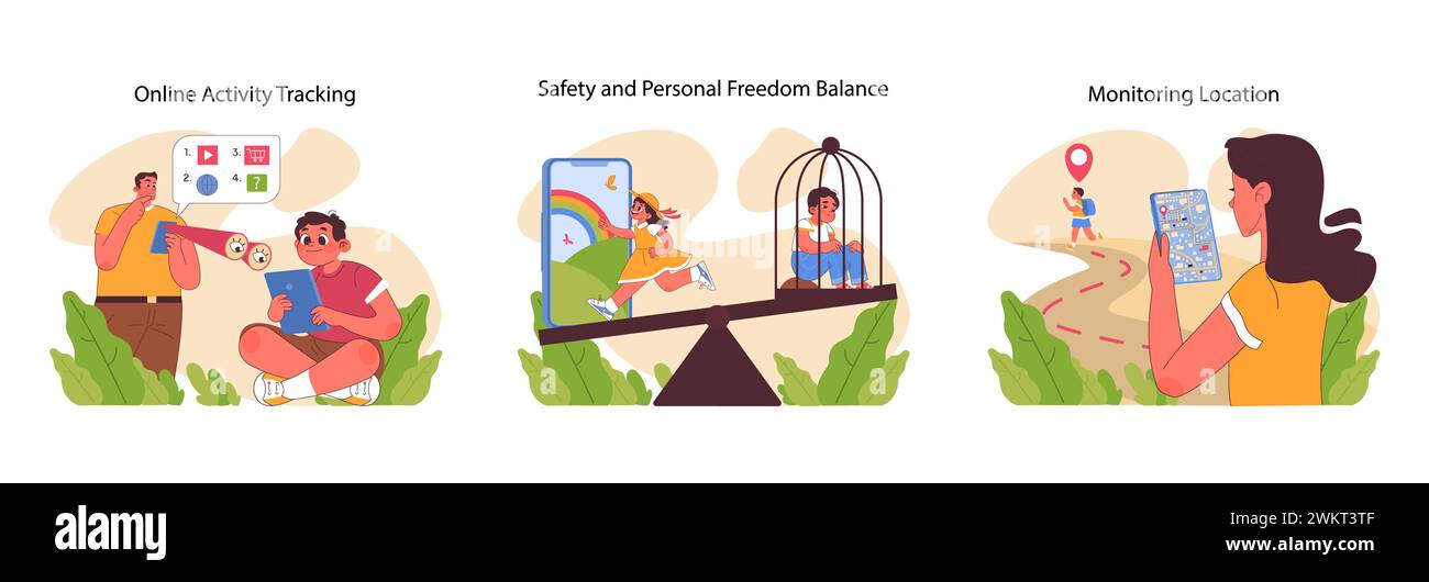 Parental control set. Tracking online activities, balancing freedom ...
