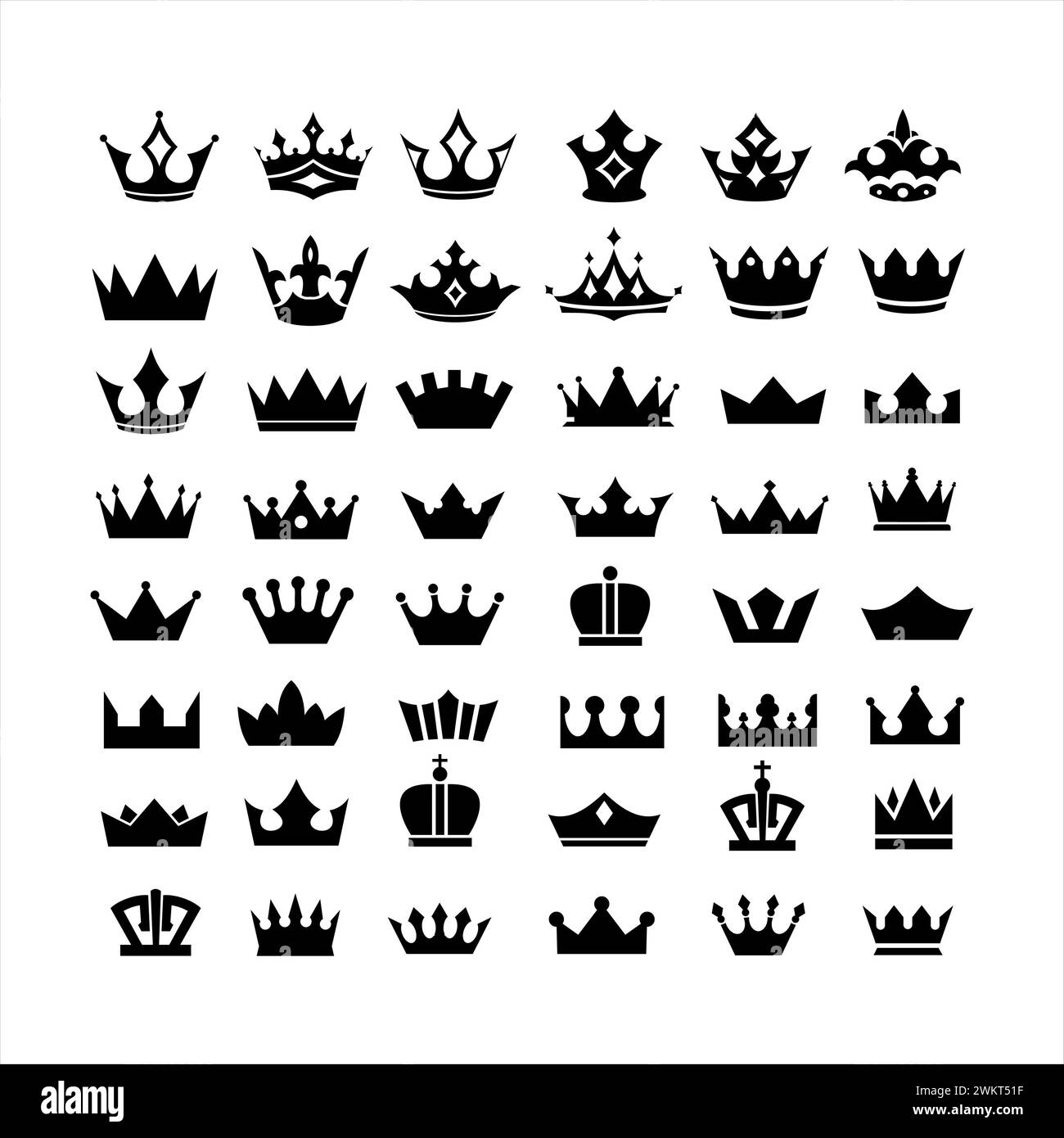 ?rown icon sign set Black and White Stock Photos & Images - Alamy