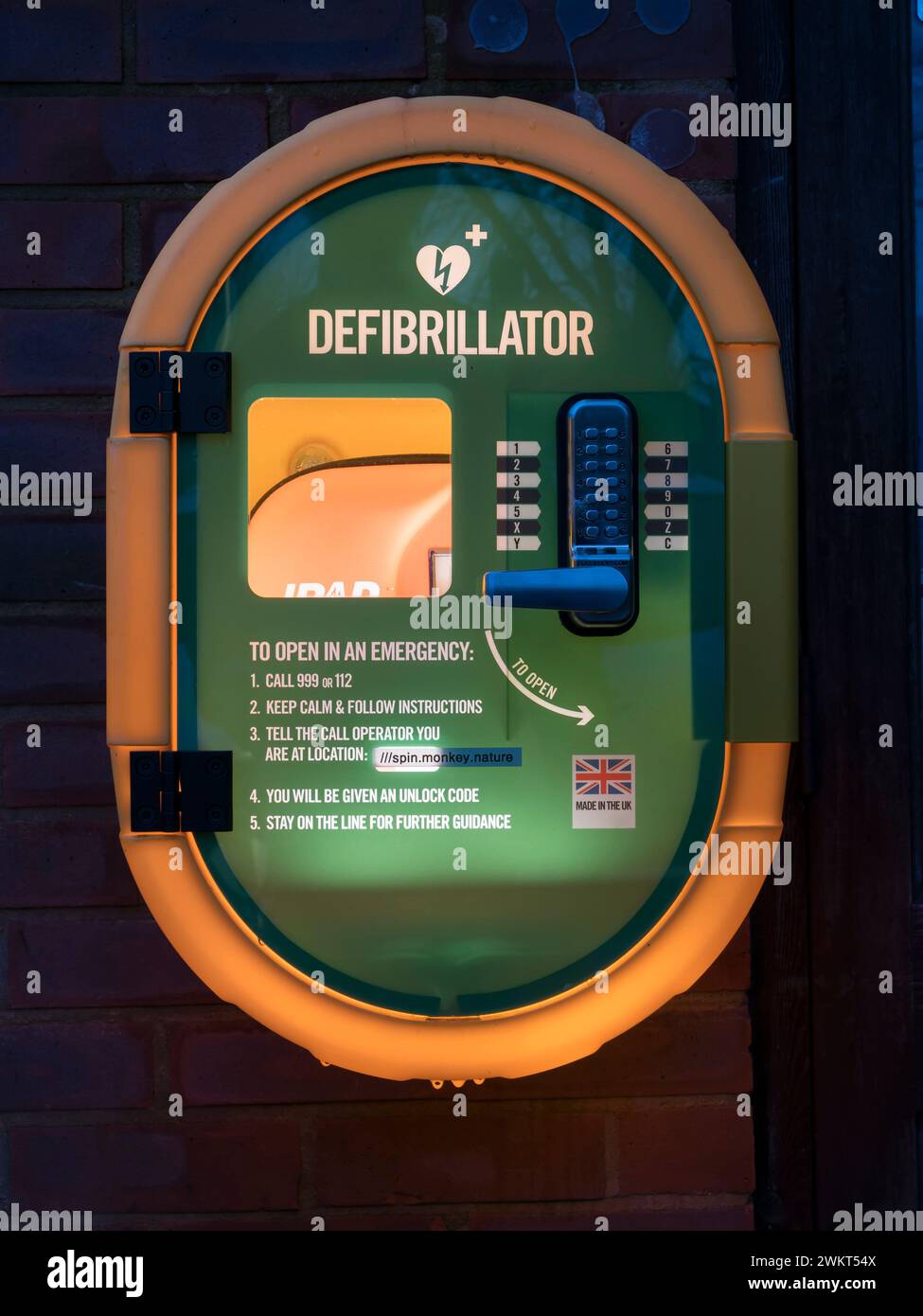 UK, England, defibrillator Stock Photo