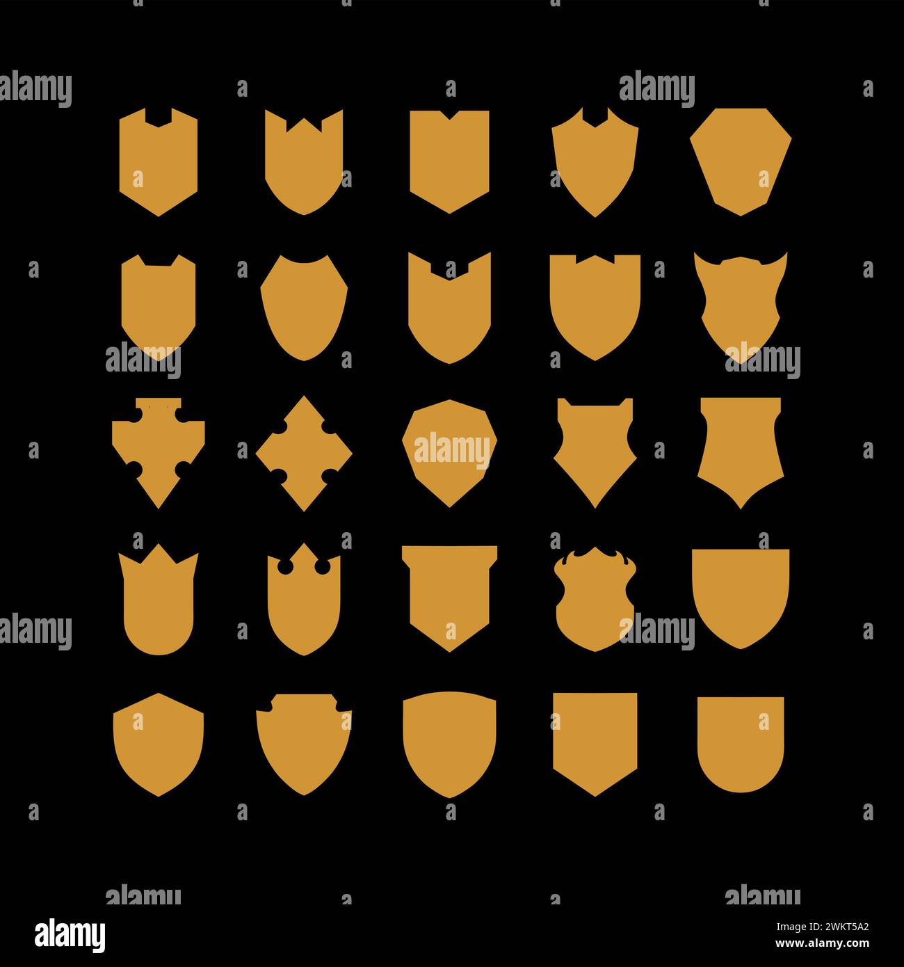 Silhouette Shield icon set in vintage style, Protect shield security ...