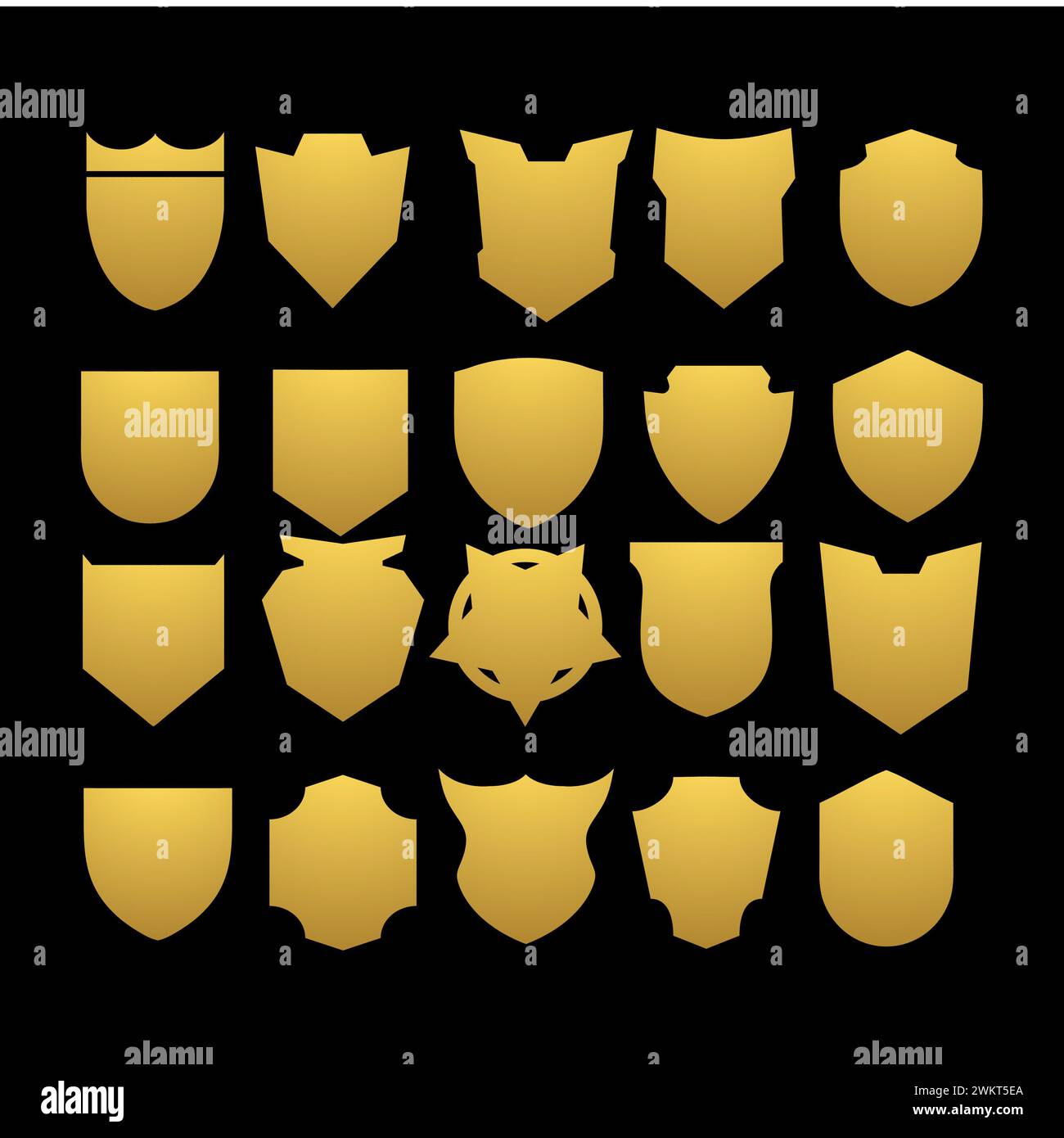 Silhouette Shield icon set in vintage style, Protect shield security ...