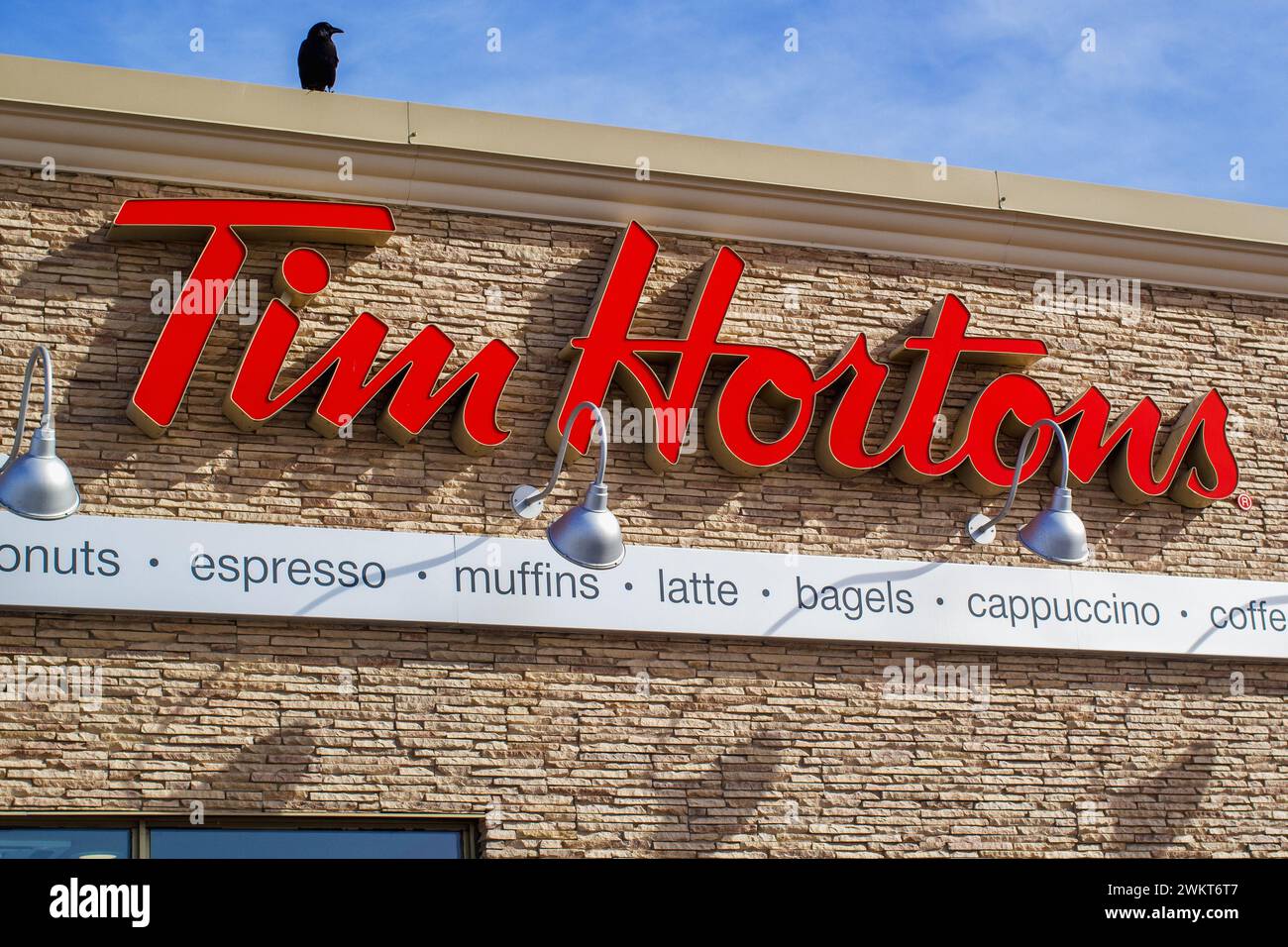 Halifax, Canada - February 21, 2024: Tim Hortons restaurant. Tim Hortons Inc. is Canada's largest quick service coffeehouse and restaurant chain. Stock Photo