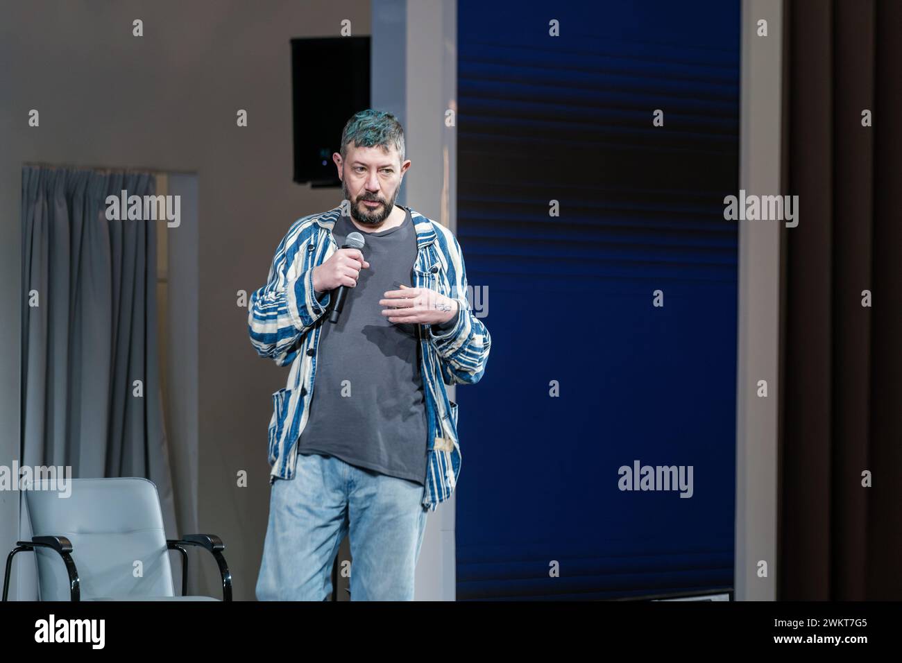Moscow february 6 2024 famous russian designer artemy lebedev gives