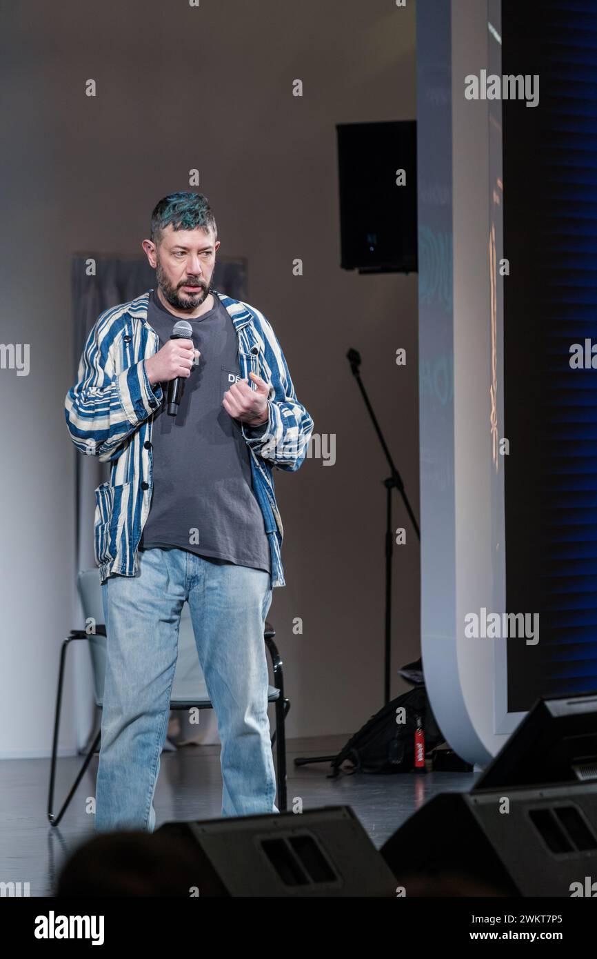 Moscow february 6 2024 famous russian designer artemy lebedev gives