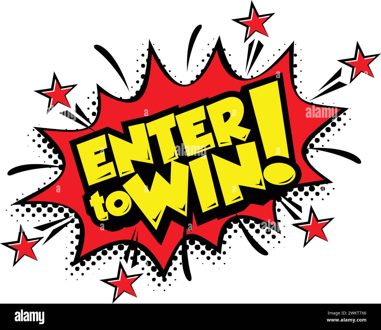 Enter to win sign. Flat red explosion sign, enter to win sign, enter to win. Vector icon on trancparent background Stock Vector