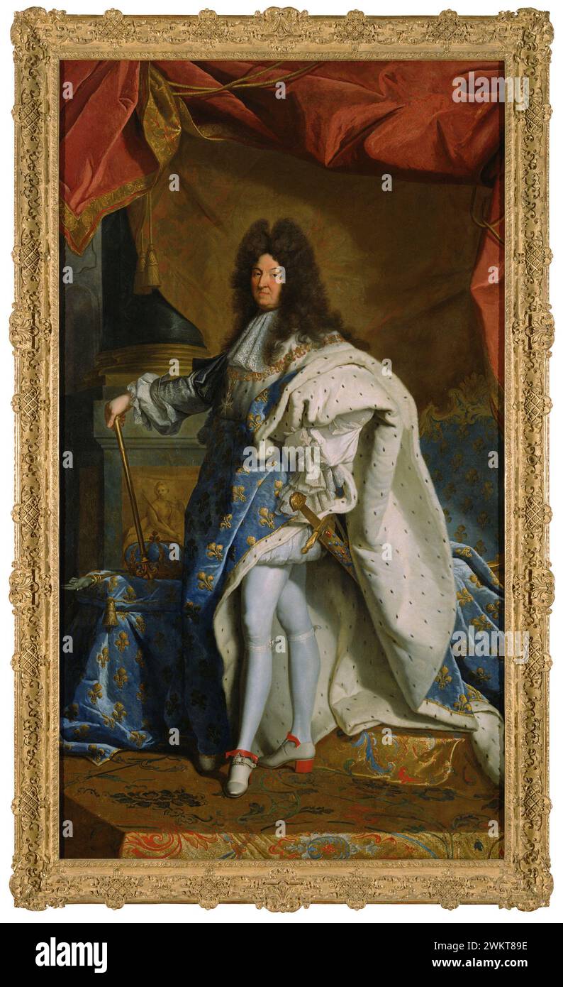 Portrait of Louis XIV; After Hyacinthe Rigaud (French, 1659 - 1743); after 1701; Oil on canvas; 289.6 × 159.1 cm (114 × 62 5/8 in.); 70.PA.1 Stock Photo