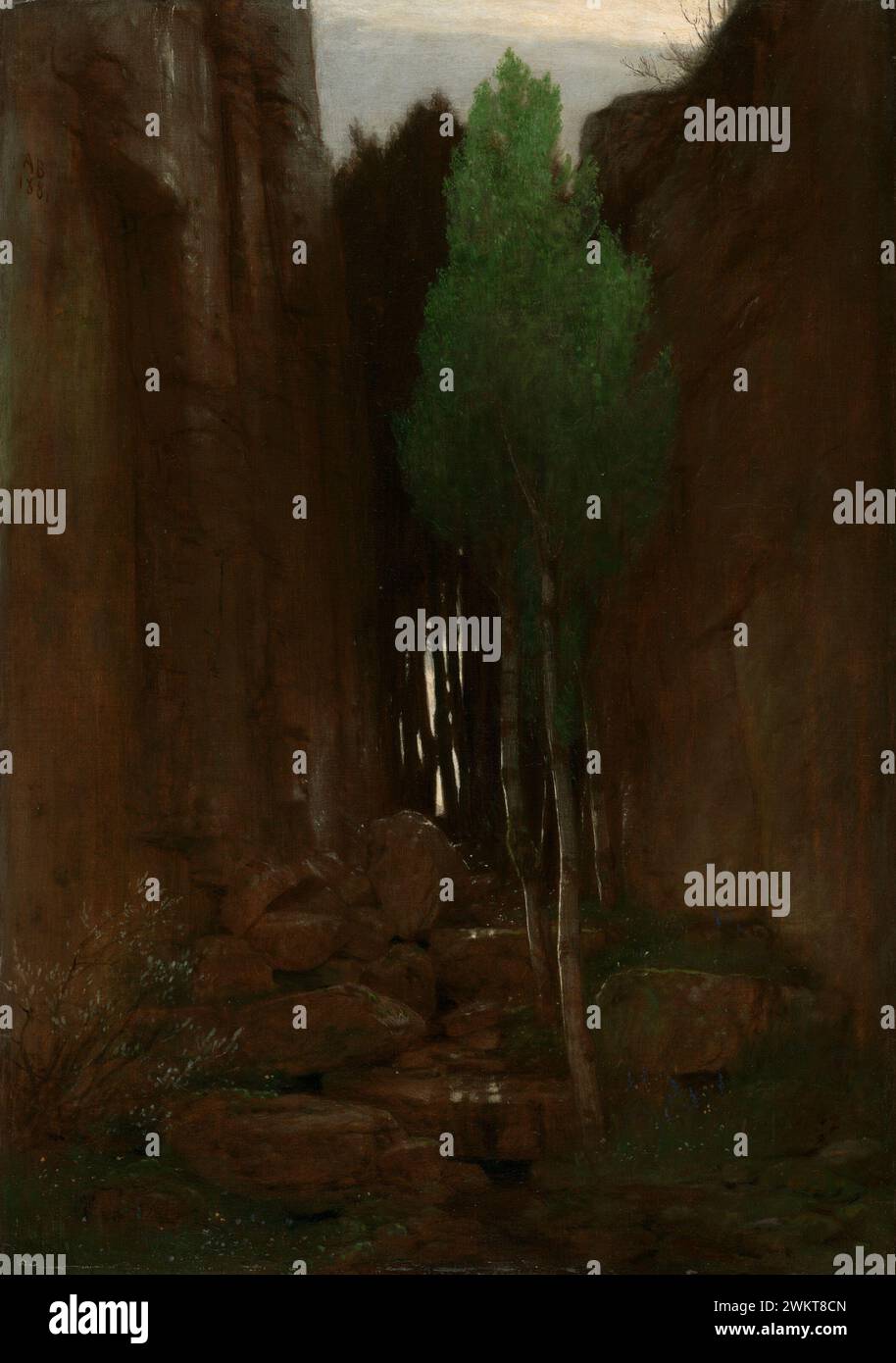 Spring in a Narrow Gorge (Quell in einer Felsschlucht); Arnold Böcklin (German, born Switzerland, 1827 - 1901); Italy; 1881; Oil on canvas; 84.5 × 59.4 cm (33 1/4 × 23 3/8 in.); 2010.31 Stock Photo