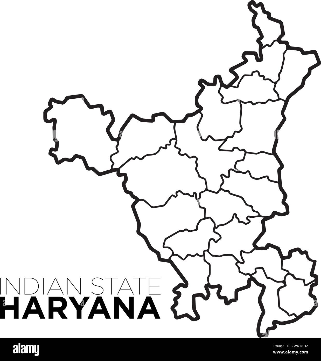 Indian map haryana map with district illustration vecor, distrtict map Stock Vector