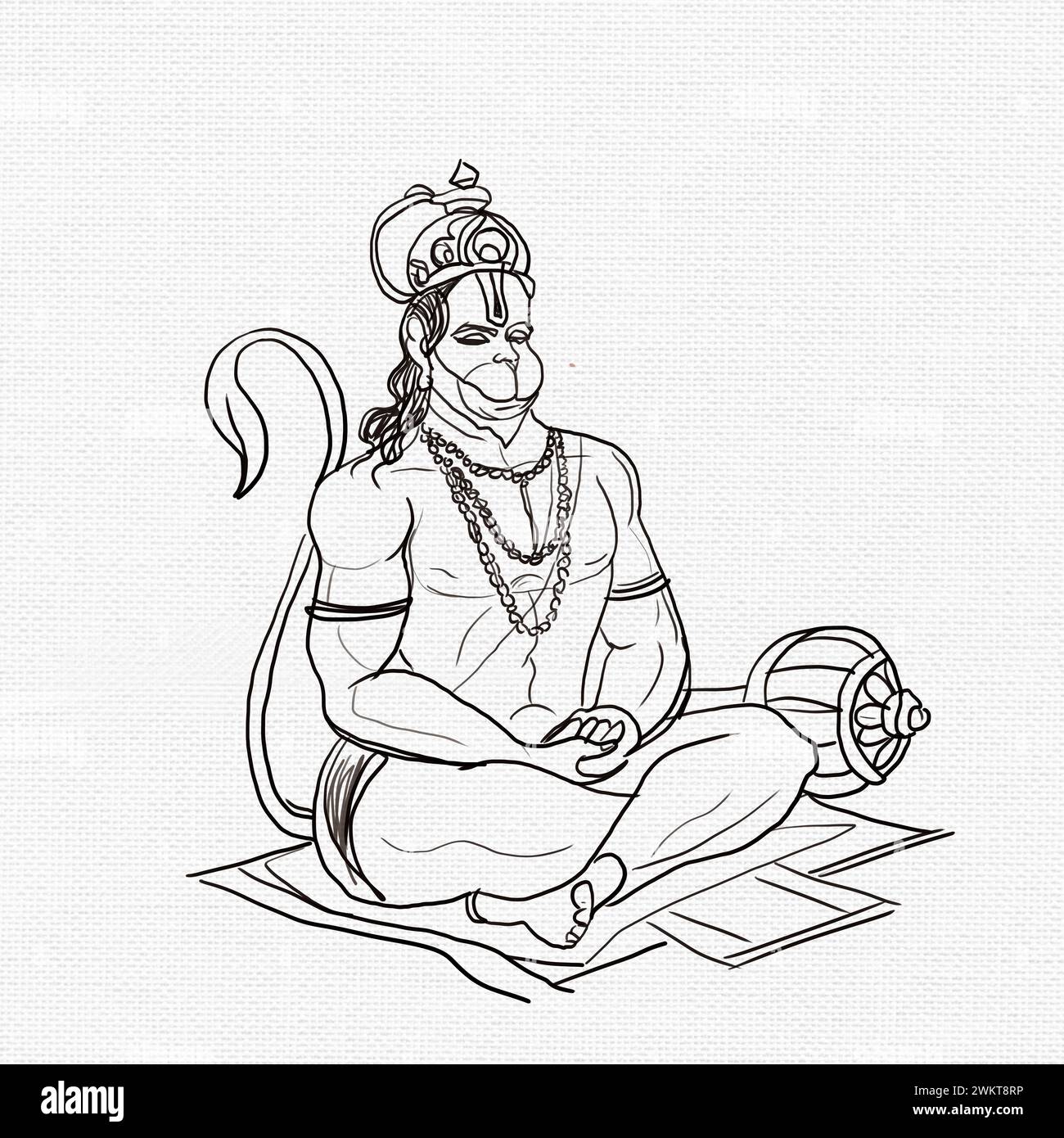 illustration of Lord Hanuman on religious background with message in