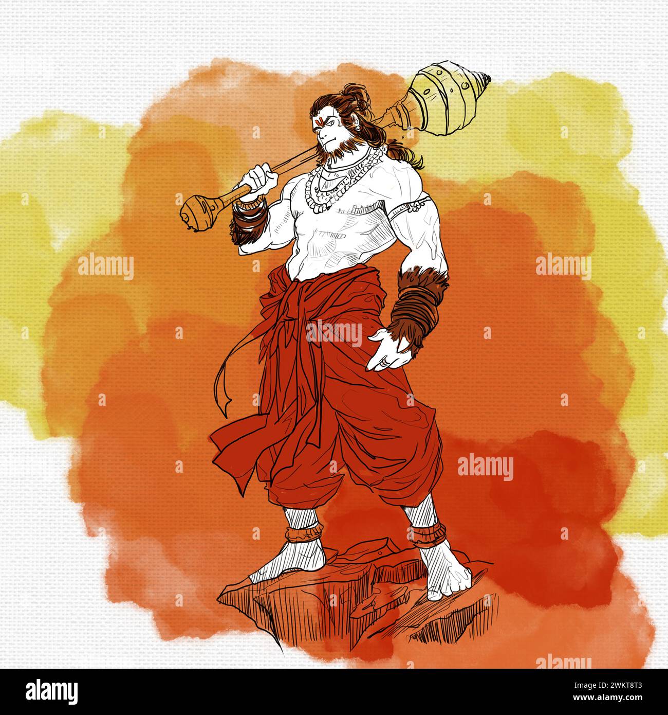Illustration Of Lord Hanuman On Religious Background With Message In illustration-of-lord-hanuman-on-religious-background-with-message-in