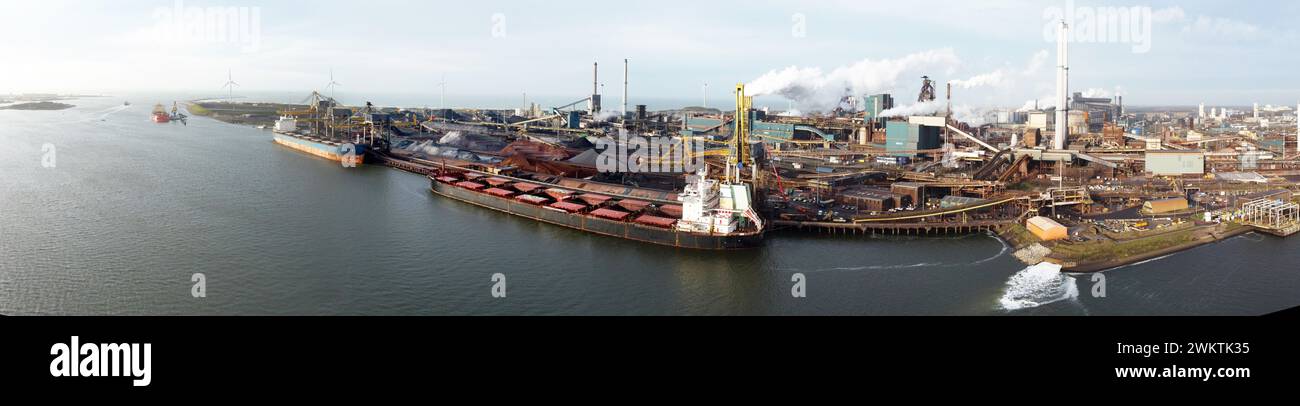 Aerial view of a large steel manufacturing plant, Ijmuiden, The Netherlands Stock Photo