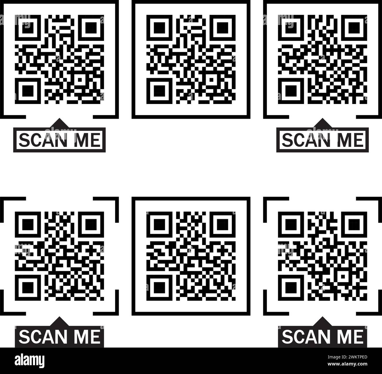 vector qr codes isolated on white background. supermarket scan qr codes Stock Vector