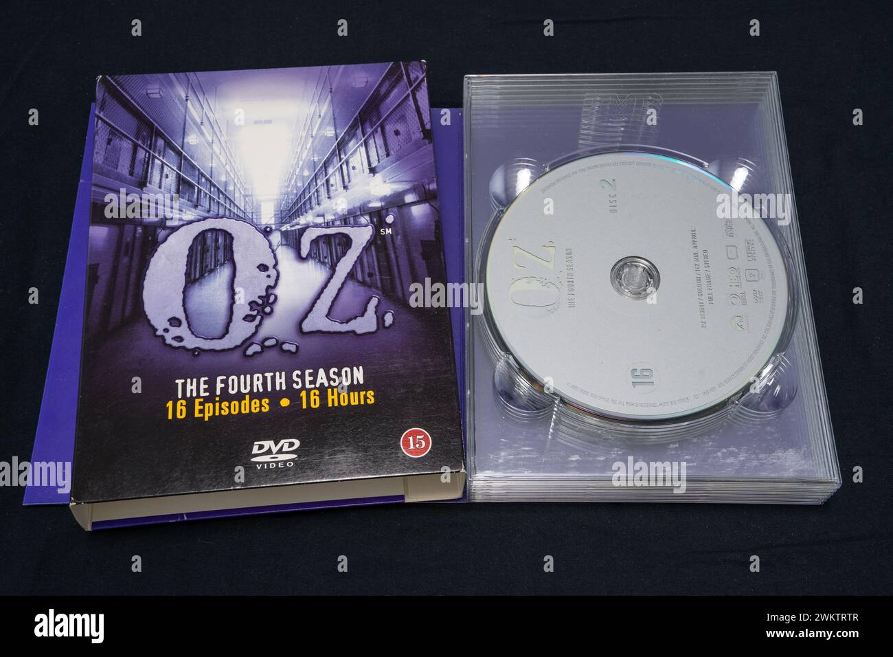 OZ TV Show, Fourth season DVD on dark surface. Lahti, Finland. December 30, 2023. Stock Photo