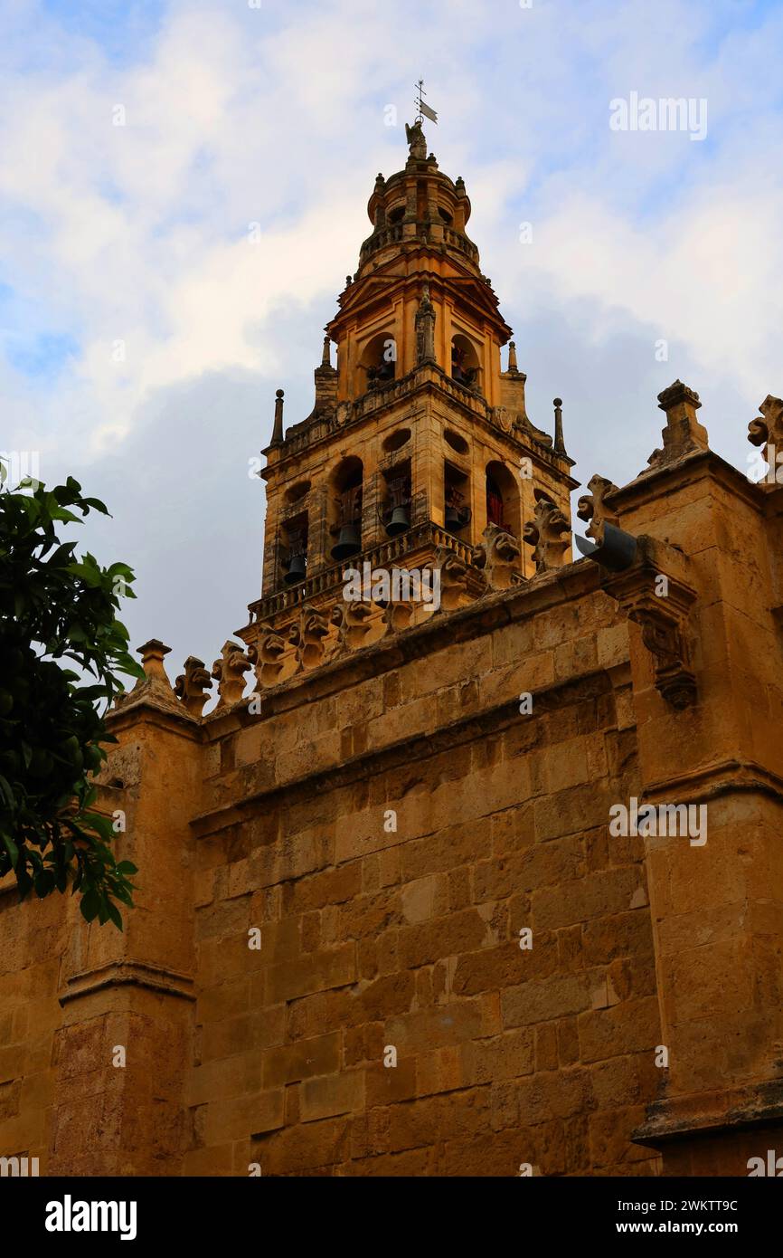 © Sylvestre/MAXPPP - cordoue, Spain. 21st Feb, 2024. ; .mezquita-mosquée-cathédrale, la tour clocher ancien minarés - Cordoba, Spain Feb 2024 Credit: MAXPPP/Alamy Live News Stock Photo