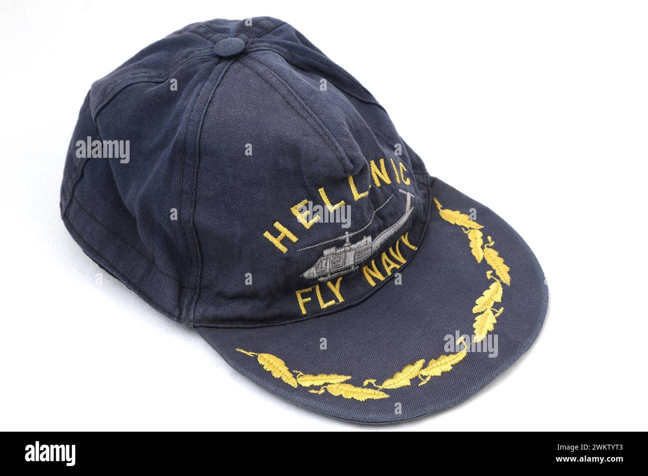 Vintage Hellenic Fly Navy Baseball Cap Stock Photo