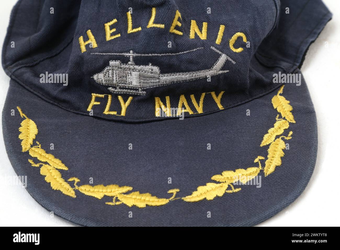 Vintage Hellenic Fly Navy Baseball Cap Stock Photo