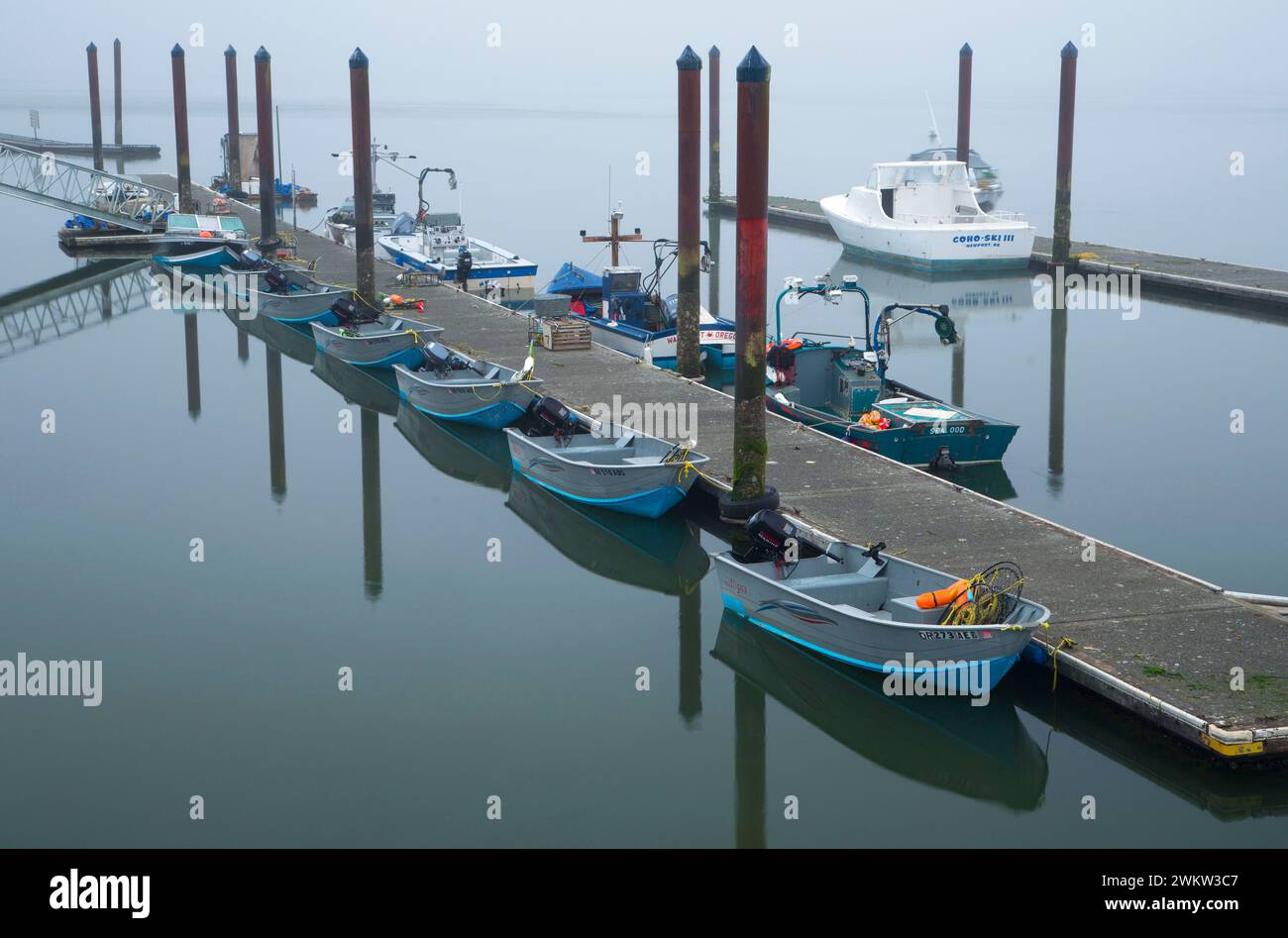 Port of Alsea Moorage Dock, Robinson Park, Waldport, Oregon Stock Photo