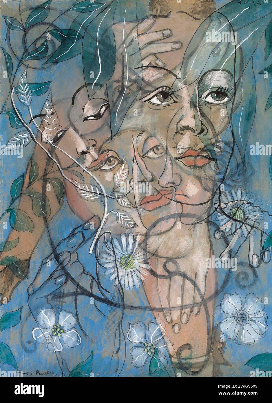 Hera, oil, gouache, charcoal and pencil on board painting by French artist Francis Picabia. Stock Photo