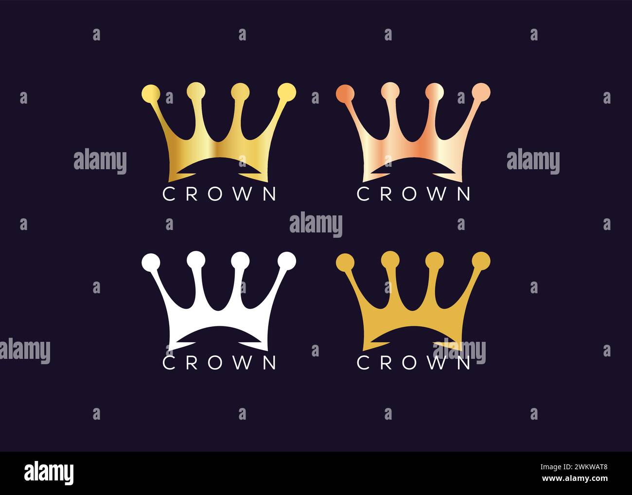 Minimalist Gold crown logo design vector template. Luxury kings crown logo design Stock Vector