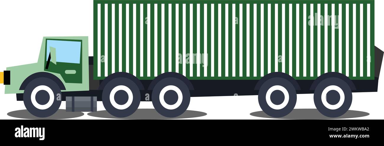 Flat illustration of long cargo truck Stock Vector