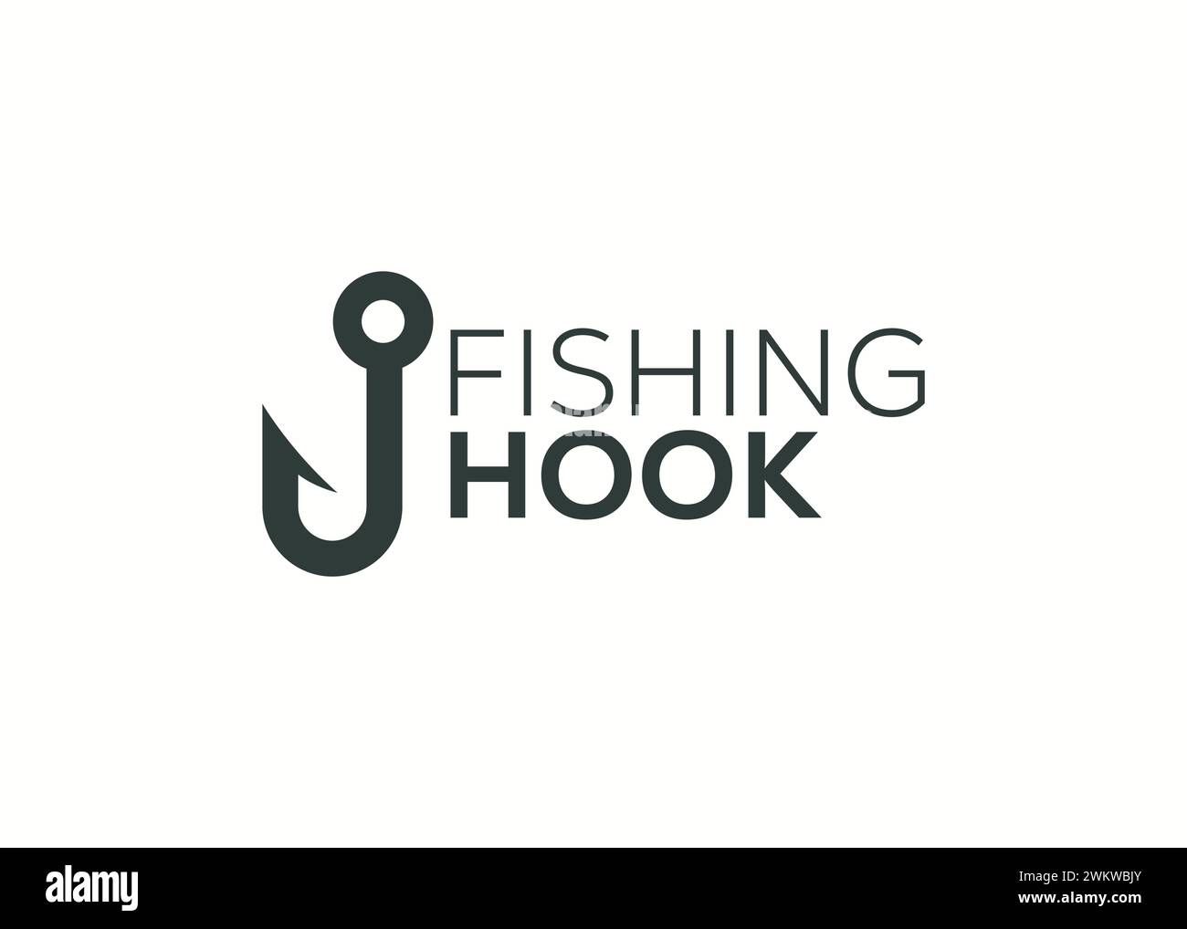 Minimalist fishing hook logo design vector template. Fishing hook vector illustration. Modern fish hook logo Stock Vector