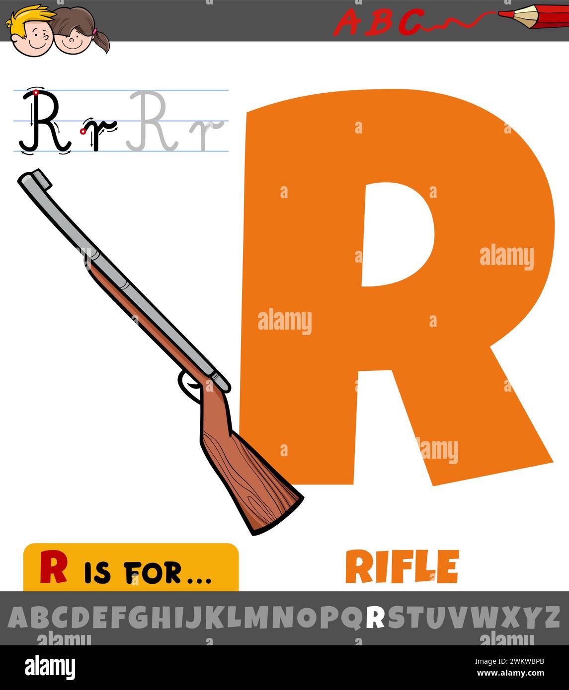educational-cartoon-illustration-of-letter-r-from-alphabet-with-rifle