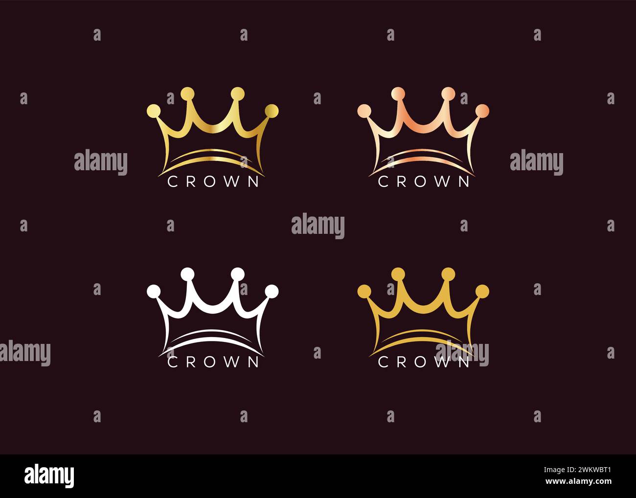 Minimalist Gold crown logo design vector template. Luxury kings crown logo design Stock Vector