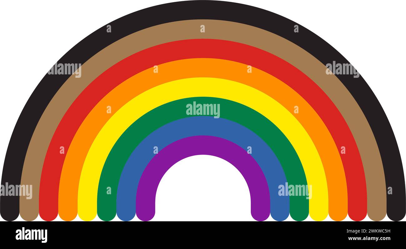 Rainbow icon symbol with black and brown LGBTQ. Flat vector illustration Stock Vector