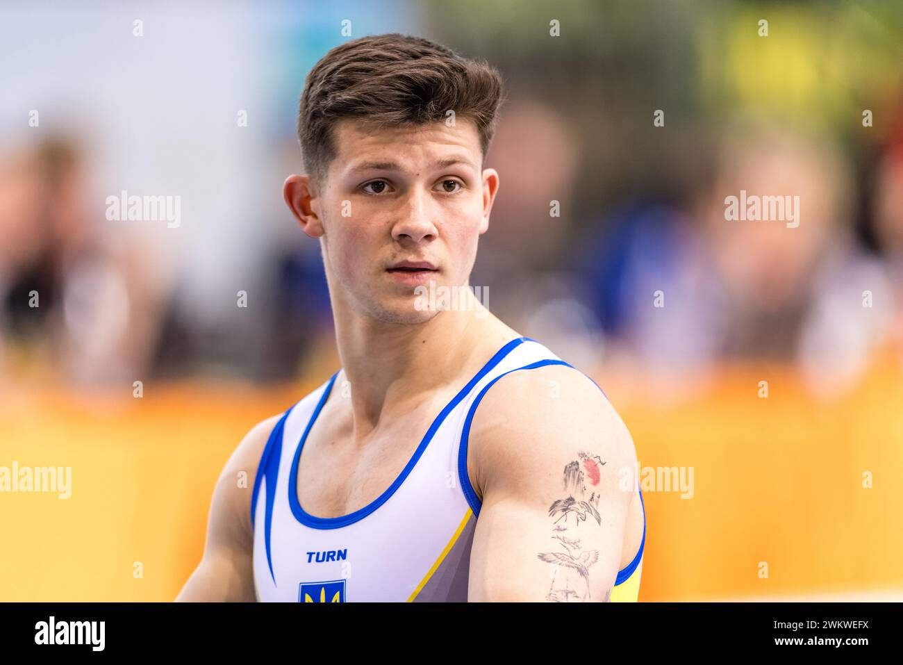 Cottbus, Germany. 22nd Feb, 2025. Gymnastics World Cup, men pommel