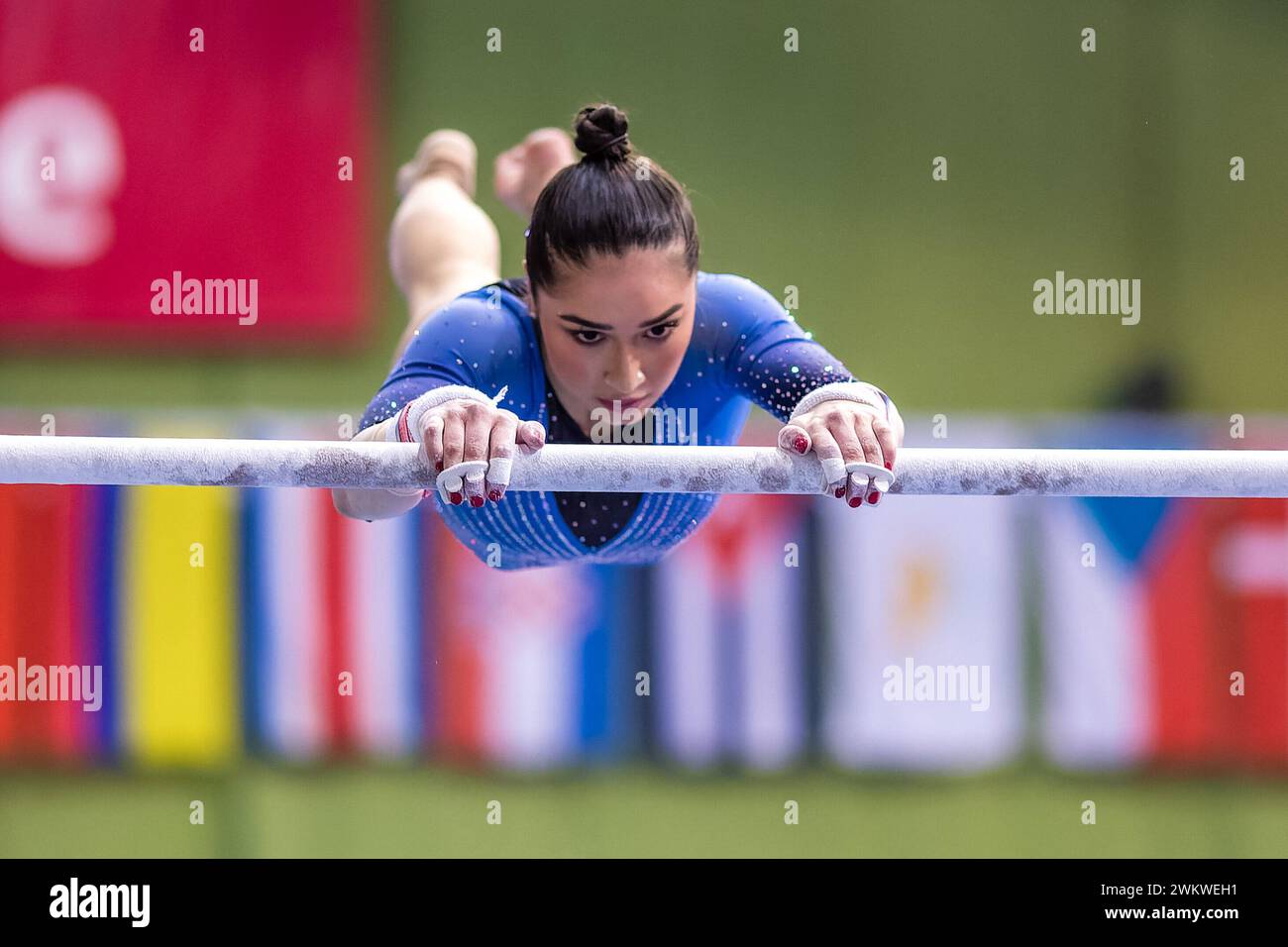 Cottbus, Germany. 22nd Feb, 2024. Gymnastics World Cup, women Uneven