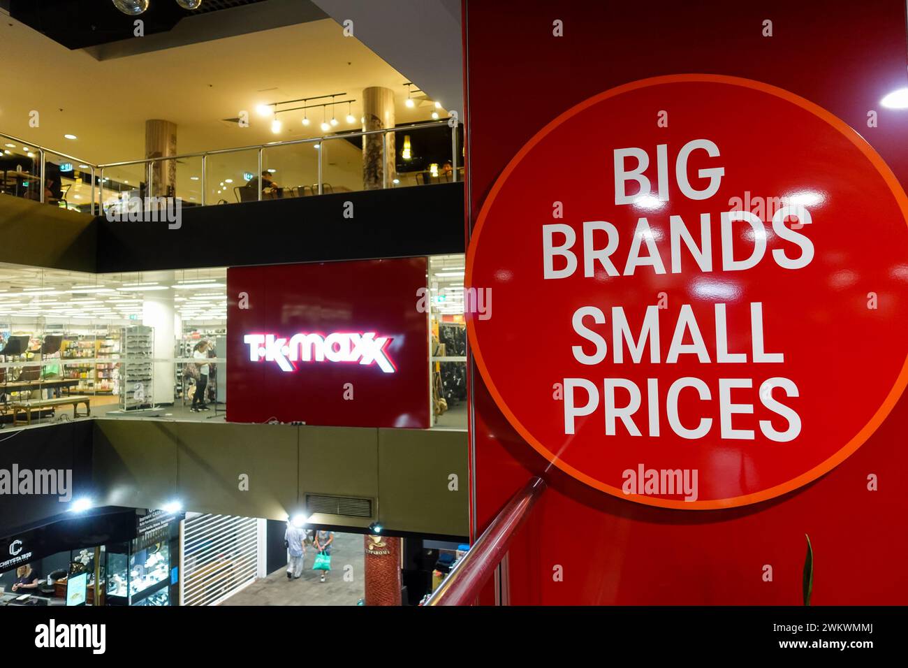 Big brands small prices sign for TK Maxx store in Australia Stock Photo