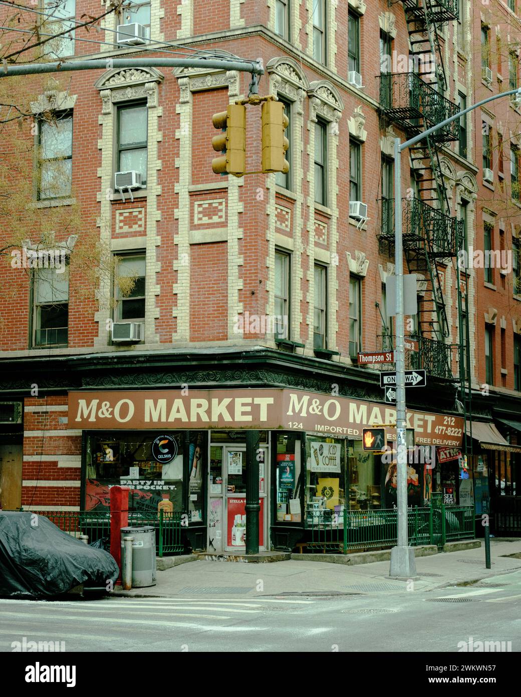 M & O Market & Deli vintage sign in Soho, Manhattan, New York City Stock Photo