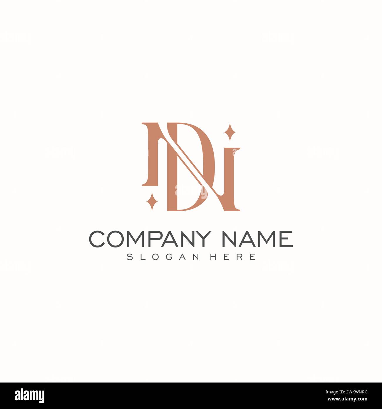 Luxury initial ND or DN monogram text letter logo design. Vector illustration Stock Vector