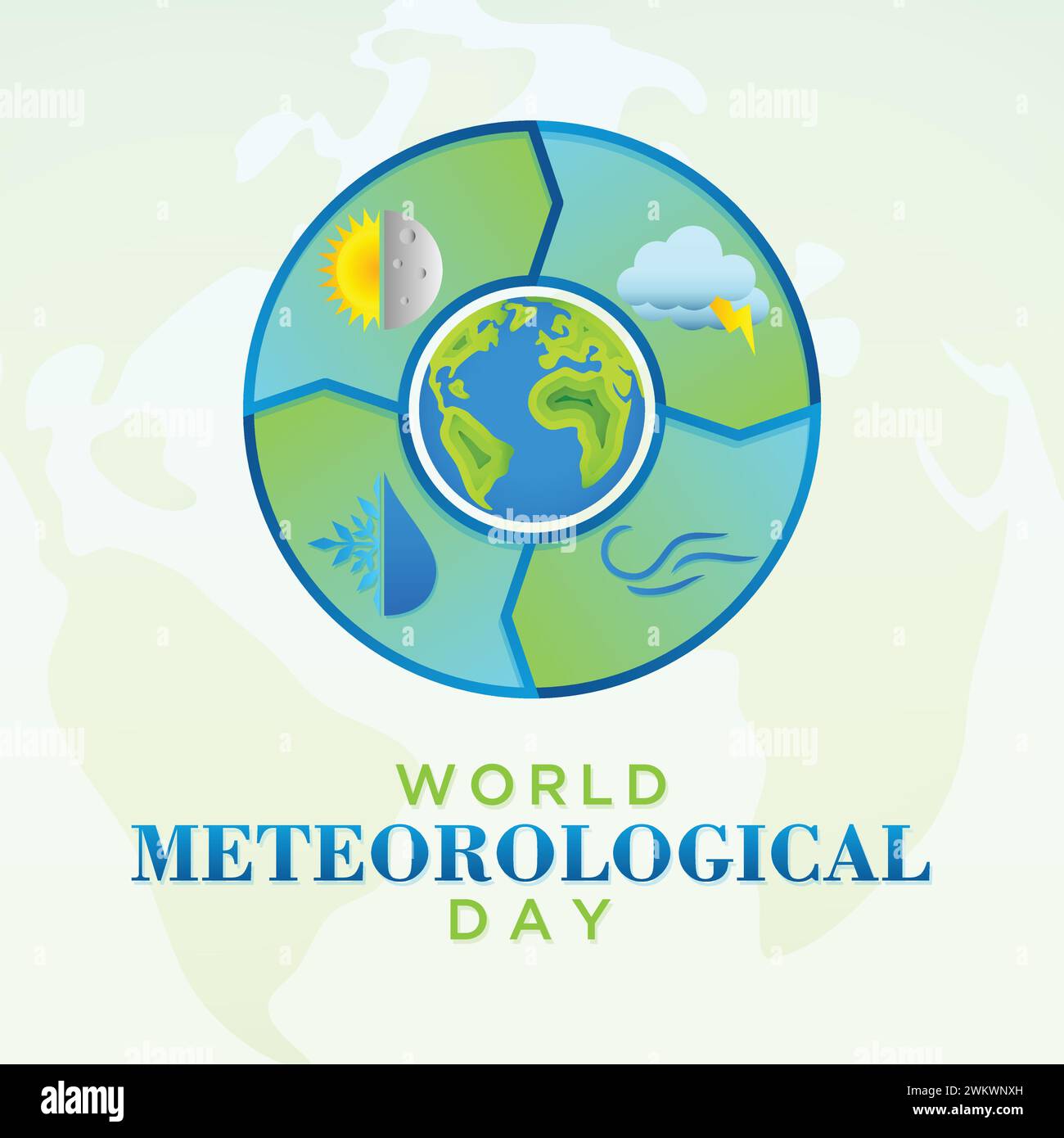 World Meteorological Day with meteorology science and researching weather in flat style. Vector illustration Stock Vector