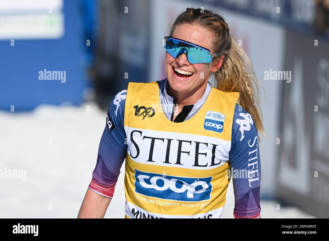 American Jessie Diggins after an FIS world cup race at Theodore Wirth Regional Park in Minneapolis, MN, USA, during the Loppet CUP. Stock Photo