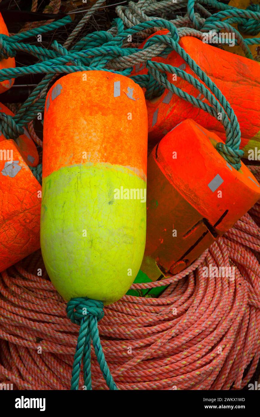 Crab pot floats, Port of Newport, Newport, Oregon Stock Photo Alamy
